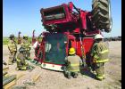 Training took place on this flipped combine during Plainville Regional Fire School June 1-2 in Plainville, KS.
